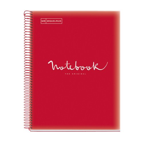 MIQUELRIUS - BLOC EMOTIONS NOTEBOOK 5 micro.tapa PP A4 120h 90g CUADRIC.5x5 ROJO (Ref.46072)