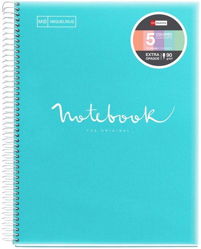 MIQUELRIUS - BLOC EMOTIONS NOTEBOOK 5 micro.tapa PP A5 120h 90g HORIZ.7mm AZUL CIELO (Ref.49949)