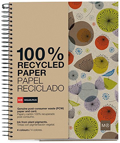 MIQUELRIUS - BLOC NOTEBOOK 4 micro.tapa CARTON A4 120h CUADRIC.5x5 ECOBIRDS RECICLADO (Ref.2459)