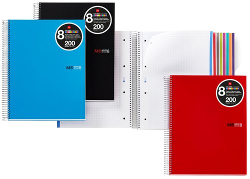 MIQUELRIUS - BLOC NOTEBOOK 8 micro.tapa PP A4 200h CUADRIC.5x5 ROJO (Ref.42002)