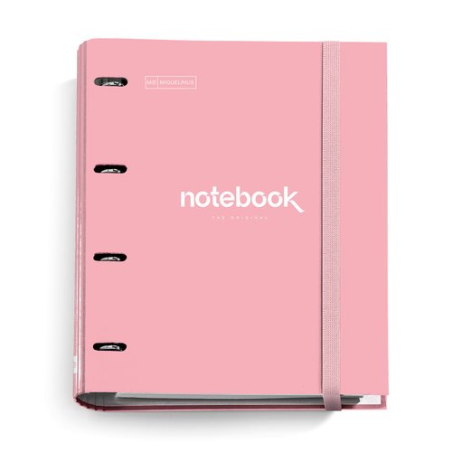 MIQUELRIUS - CARPEBLOC EMOTIONS CARTON FORRADO A4 4 ANILLAS MIXTAS de 35mm con REC.100 hj. 90 gr. ROSA (Ref.14687)