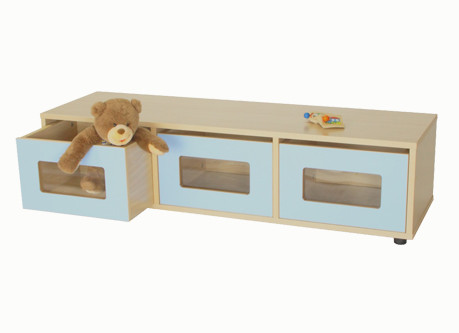 MOBEDUC - CAJONERA 3 CAJONES FRENTE METACRILATO HAYA (Ref.600115HP18)