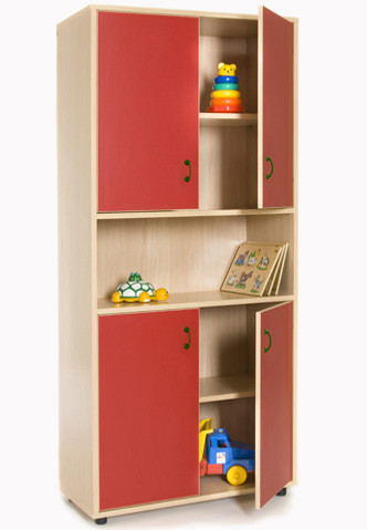 MOBEDUC - MUEBLE ALTO ARMARIO 4 PUERTAS Y HUECO CENTRAL HAYA (Ref.600407HPS18)