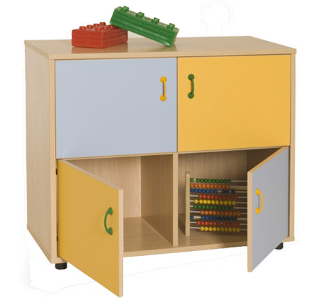 MOBEDUC - MUEBLE BAJO ARMARIO 4 CASILLAS 4 PUERTAS HAYA (Ref.600218HPS18)