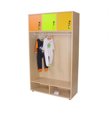 MOBEDUC - MUEBLE PERCHERO ABIERTO CON BARRA Y 3 PUERTAS HAYA (Ref.600636HPC18)