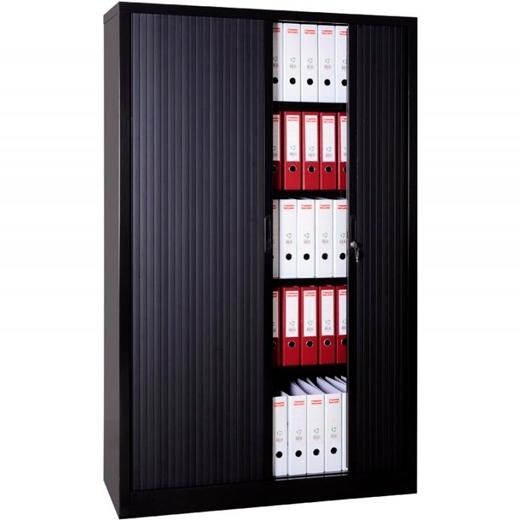 BISLEY - ARMARIO METÁLICO DOS PUERTAS PERSIANA CORREDERAS 100X45X198 CM (ANCHO X FONDO X ALTO) INCLUYE 4 BALDAS ACABADO EN ANTRACITA. (MONTADO) (Ref.SDC/FP.1910)