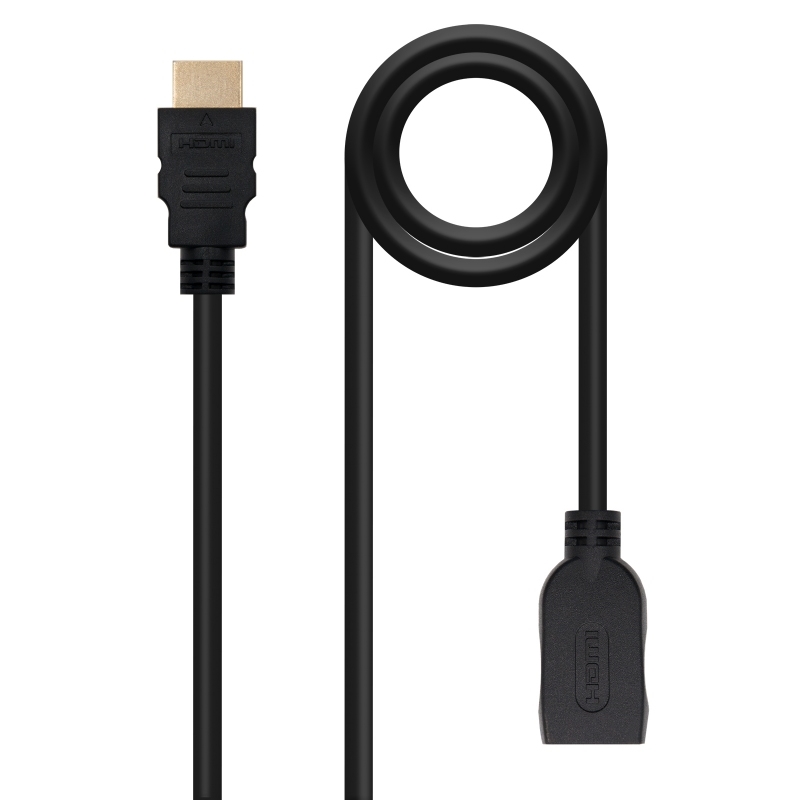 NANOCABLE - Cable HDM 2.0 Prolongador A/M-A/H, Negro, 2 m (Ref.10.15.1012)