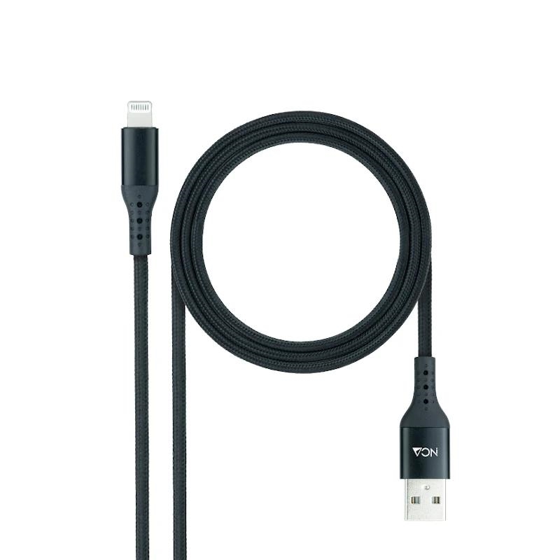 NANOCABLE - Cable LIGHTNING-USB A/M, Negro, 1 M (Ref.10.10.0401-COBK)