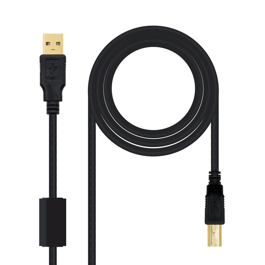 NANOCABLE - Cable USB 2.0 Impresora Ferrita 5 M (Ref.10.01.1205)