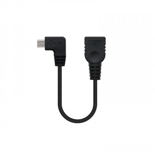 NANOCABLE - CABLE USB 2.0 OTG ACODADO, TIPO MICRO B/M-A/H, NEGRO, 15 CM (Ref.10.01.3600)