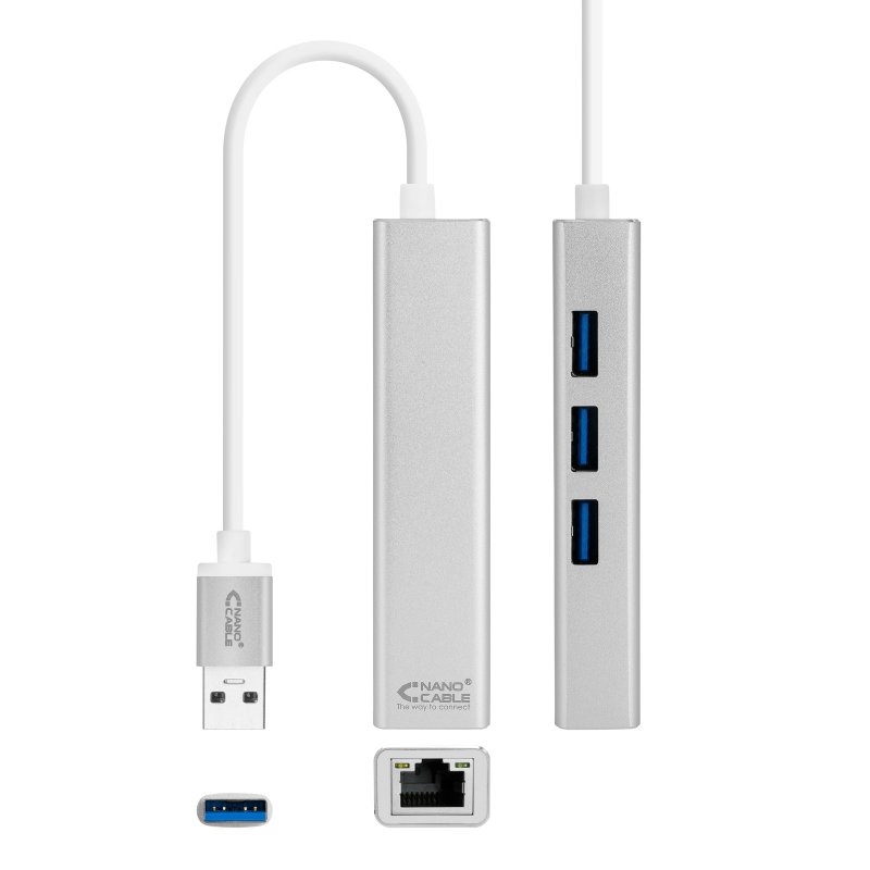 NANOCABLE - Conversor USB 3.0 Ethernet + 3xUSB 3.0 (Ref.10.03.0403)