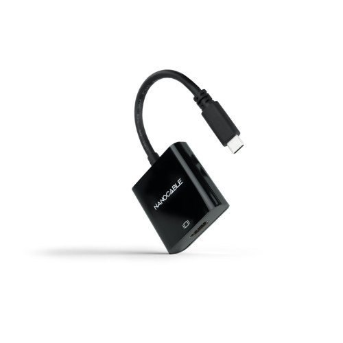 NANOCABLE - Conversor USB-C a HDMI 4K, USB-C/M-HDMI/H, Negro, 15 cm (Ref.10.16.4102-BK)