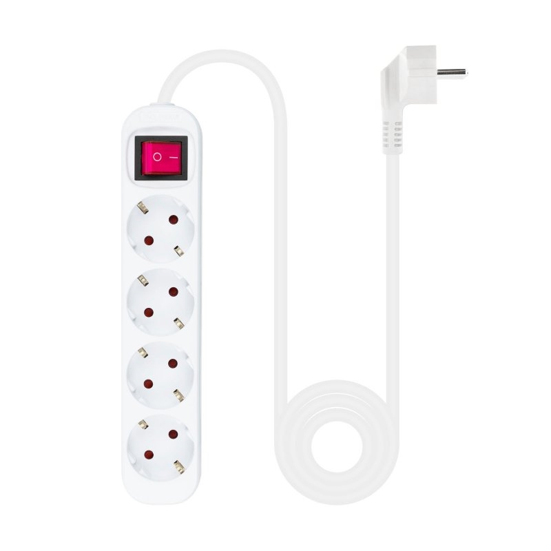 NANOCABLE - Regleta de enchufes de 4 tomas con interruptor, 1.4 metros Blanca (Ref.10.37.0004)