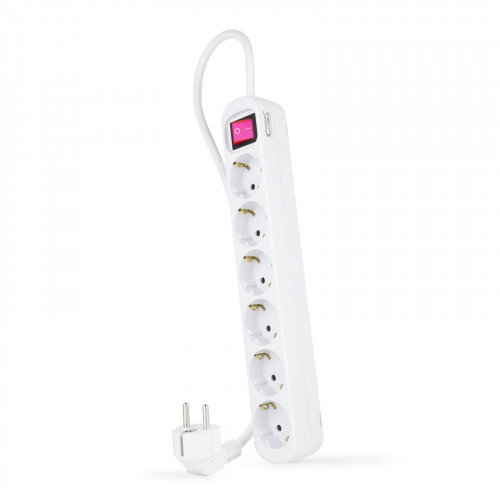 NANOCABLE - Regleta de enchufes de 6 tomas con interruptor, 1.4 metros Blanca (Ref.10.37.0006)