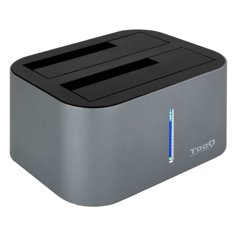 NANOCABLE - Tooq Dock Station Doble Bahía HDD Gris (Ref.TQDS-805G)