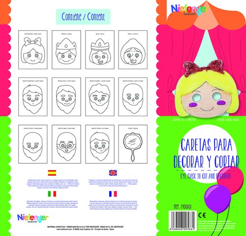 NIEFENVER - CARETA CARTULINA 300 gr. para RECORTAR Y DECORAR BLANCANIEVES PACK de 12 (Ref.1400101)