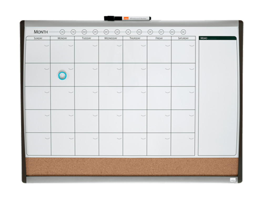 NOBO - PIZARRA DOBLE USO REXEL (ORGANIZADOR MAGNETICO MENSUAL + CORCHO) 58,5x43 cm (Ref.1903813)