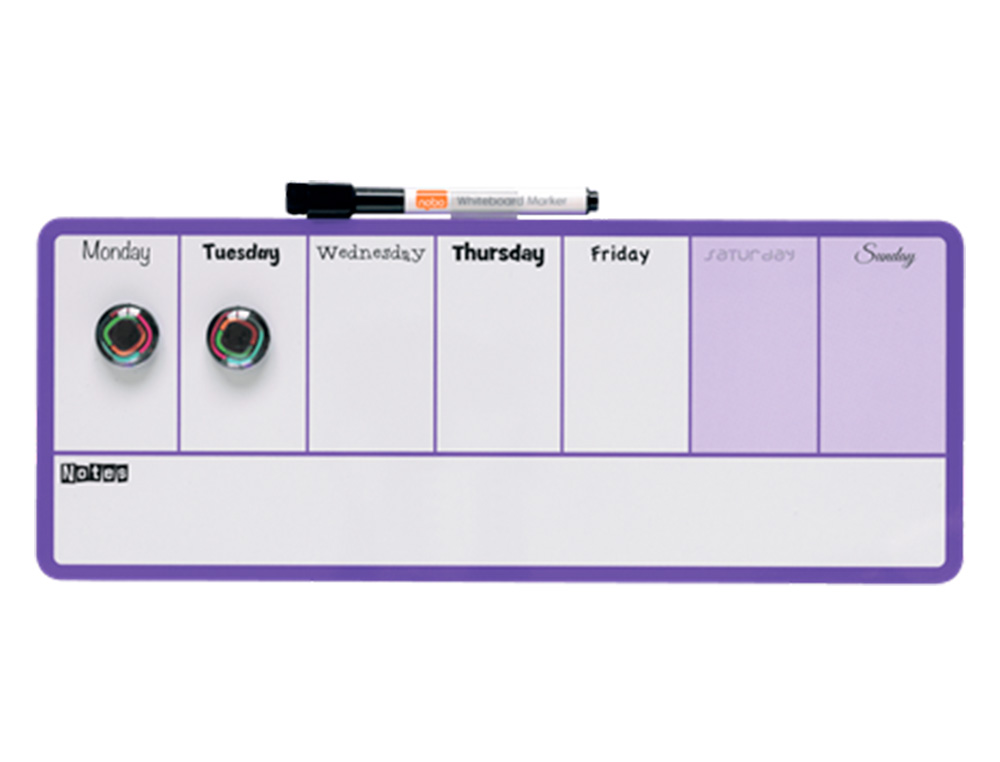 NOBO - PLANIFICADOR SEMANAL MAGNETICO COLOR VIOLETA 140X360 MM (Ref.1904048)