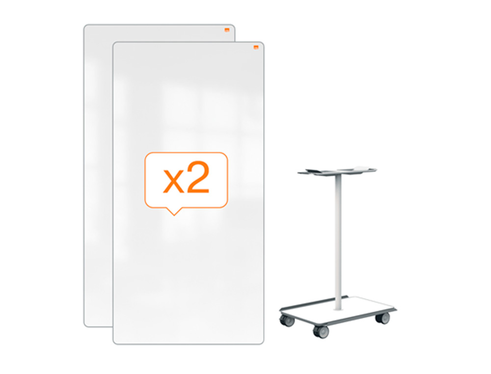 NOBO - SISTEMA MOVIL MOVE&MEET 2 PIZARRAS MAGNETICAS CON 2 BANDEJAS PARA ACCESORIOS 1800X900 MM (Ref.1915560)