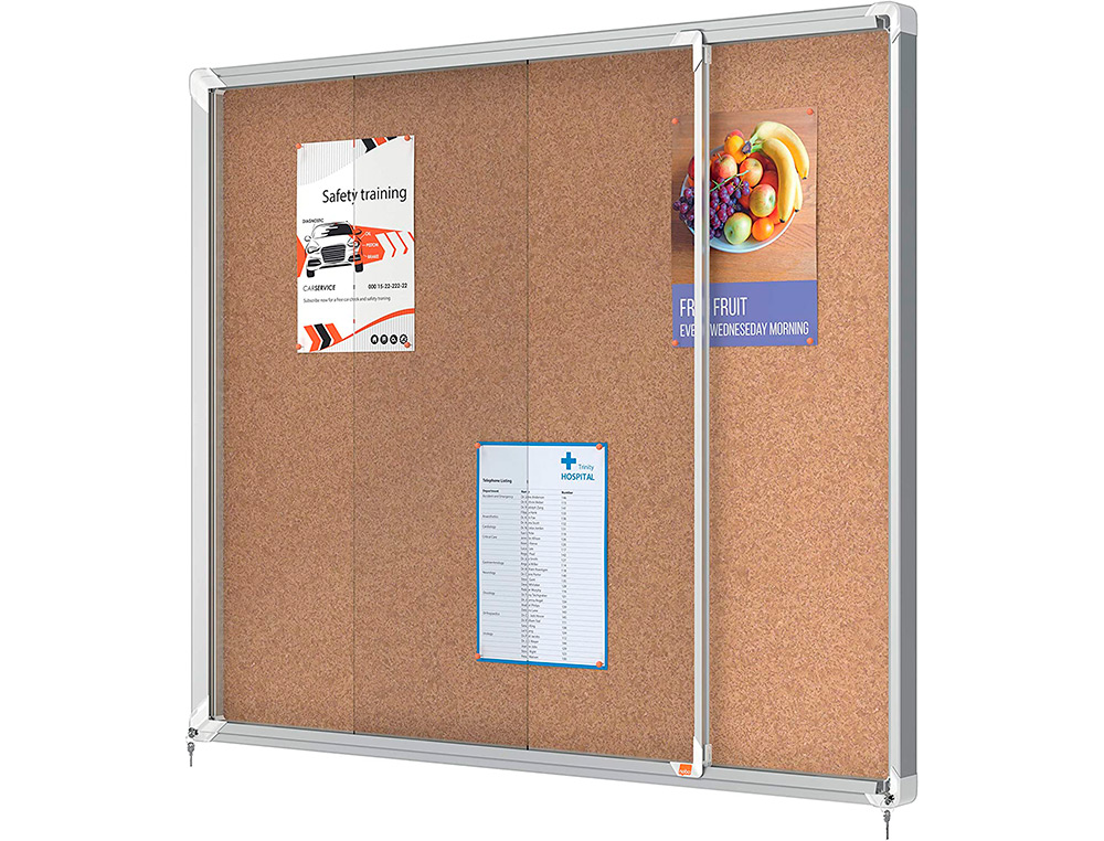 NOBO - VITRINA DE ANUNCIOS PREMIUM PLUS CORCHO CON PUERTA CORREDERA 15 X DIN A4 1137X967X63 MM (Ref.1915332)
