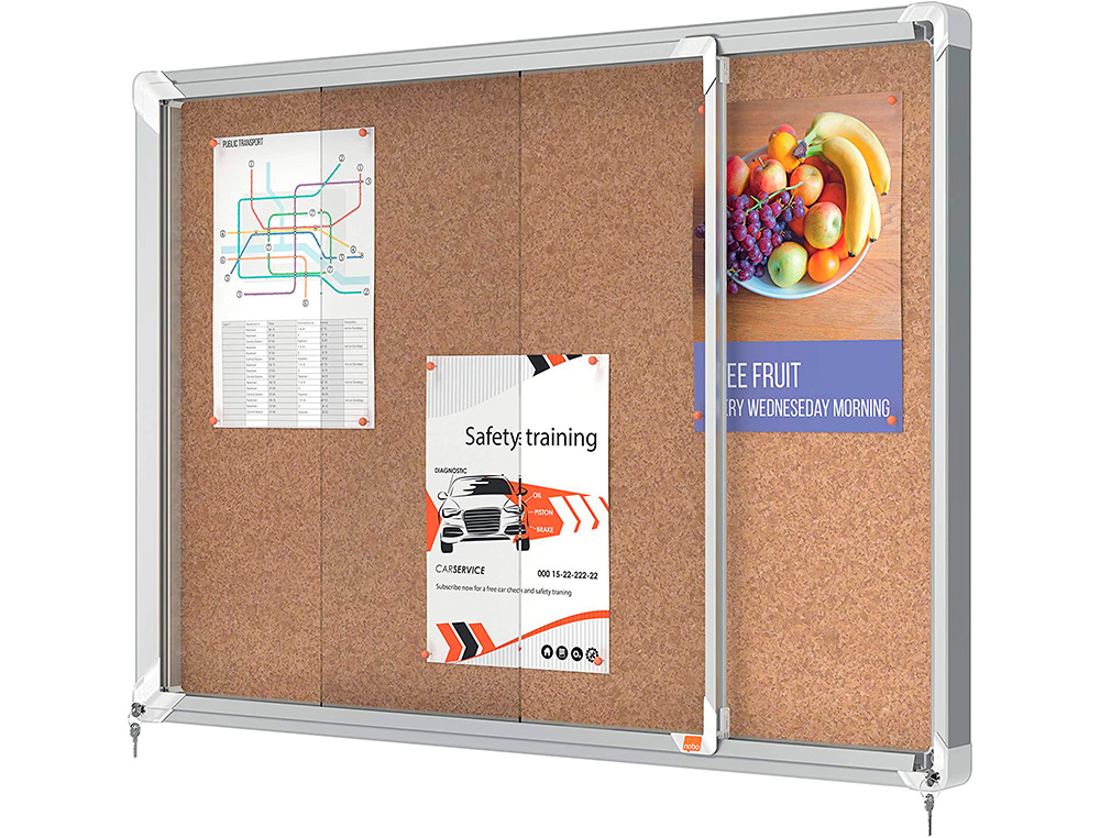 NOBO - VITRINA DE ANUNCIOS PREMIUM PLUS CORCHO CON PUERTA CORREDERA 8 X DIN A4 922X665X63 MM (Ref.1915331)