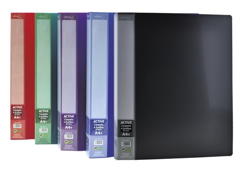 OFFICE BOX - CARPETA de ANILLAS PP TWILL SUPRA A4 4 an.25mm 5 col.surt. (Ref.45115)