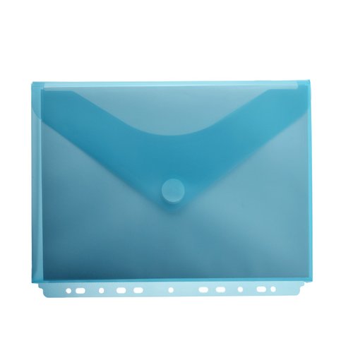 OFFICE BOX - DOSSIER SOBRE FUELLE PP VELCRO A4+ MULTITALADRO AZUL TRANSPARENTE (Ref.35726)