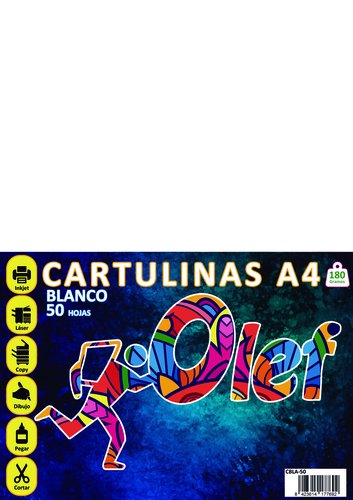 OLEF - CARTULINA A4 180g BLANCO PAQUETE de 50 (Ref.CBLA-50)