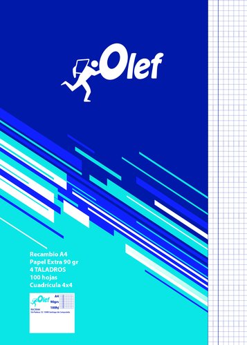 OLEF - RECAMBIO A4 100h 90gr 4 TALADROS CUADRIC.4x4 (Ref.RAC9044)