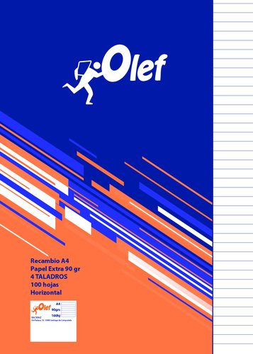OLEF - RECAMBIO A4 100h 90gr 4 TALADROS HORIZONTAL (Ref.RAC90HZ)