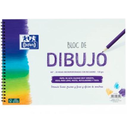 OXFORD - BLOC PARA DIBUJO ESCOLAR T/ BLANDA ESPIRAL 20H 130GR A4+ C/ RECUADRO LISO BLANCO (Ref.400148234)