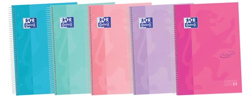 OXFORD - BLOCK SCHOOL EU.BOOK 5 TOUCH micro.tapa EXTRA A4+ 120h CUADRIC.5x5 90g SURTIDO (5 col. pastel) (Ref.400133562)