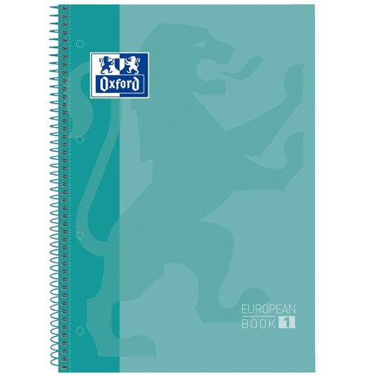 OXFORD - CUADERNO EUROPEANBOOK 1 MICROPERFORADO 80 HOJAS 1 LINEA TAPAS EXTRADURAS CLASSIC A4+ ICE MINT -5U- (Ref.400078125)
