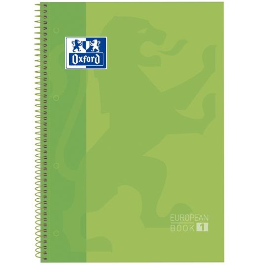 OXFORD - CUADERNO EUROPEANBOOK 1 MICROPERFORADO 80 HOJAS 1 LINEA TAPAS EXTRADURAS CLASSIC A4+ VERDE MANZANA -5U- (Ref.400118238)
