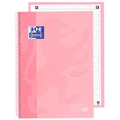OXFORD - CUADERNO EUROPEANBOOK 1 SCHOOL MICROPERFORADO 80 HOJAS 1 LÍNEA TAPAS EXTRADURAS TOUCH A4+ FLAMINGO PASTEL -5U- (Ref.400138324)