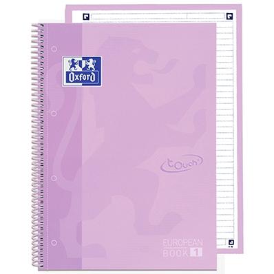 OXFORD - CUADERNO EUROPEANBOOK 1 SCHOOL MICROPERFORADO 80 HOJAS 1 LÍNEA TAPAS EXTRADURAS TOUCH A4+ LAVANDA PASTEL -5U- (Ref.400138325)