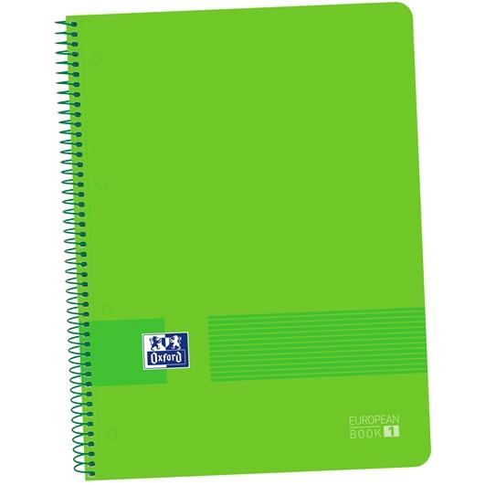 OXFORD - LIVE&GO CUADERNO EUROPEANBOOK 1 ESPIRAL 80H 5X5 T/PLÁSTICO A4+ AZUL VERDE -5U- (Ref.400149421)