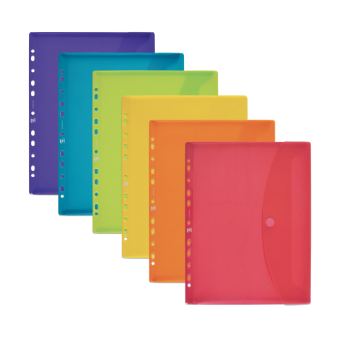 OXFORD - SOBRE MULTITALADRO CON VELCRO A4+ PLÁSTICO FLEXIBLE TRANSLÚCIDO C/SURTIDOS (Ref.400113412)