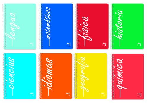 PACSA - BLOCK ASIGNATURAS tapa PP 4º 80h CUADRIC.4x4 90g SURTIDO (Ref.16496)