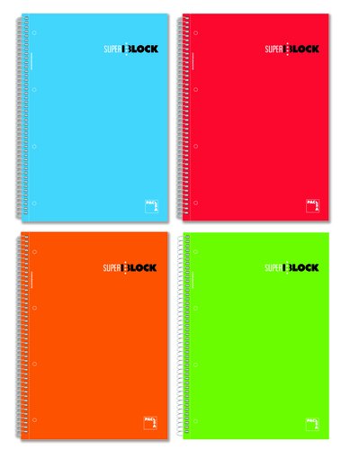 PACSA - BLOCK SUPERBLOCK micro.tapa EXTRA A4 160h HORIZONTAL 60g COL.SUR.(4) (Ref.16028)