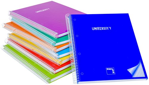 PACSA - BLOCK UNIVERSITY micro.tapa EXTRA A4 80h CUADRIC.5x5 90g SURTIDO (8 col.) (Ref.16681)