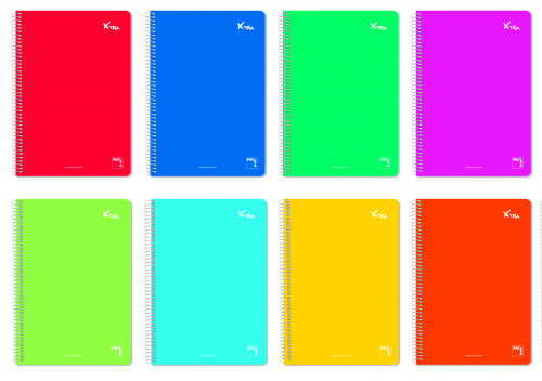 PACSA - CUADERNO ESPIRAL SERIE XTRA TAPA DURA 60 GRS. FOLIO (215X310MM.) 80 HOJAS CUADRÍCULA 3X3 CON MARGEN SURTIDO (Ref.16226)