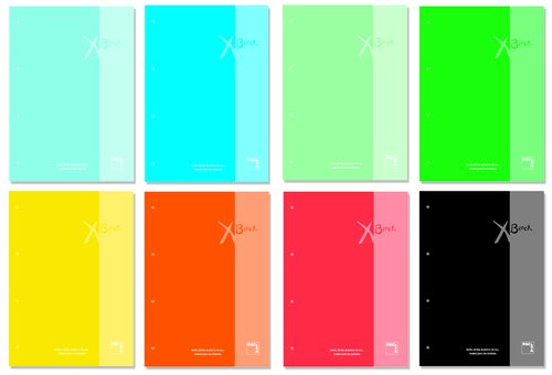 PACSA - RECAMBIO XBLOCK DIN A4 TAPA CARTÓN 4 TALADROS 80 HOJAS PAPEL 90GRS. CUADRICULA 5X5 + GRECA 8 COL. SURTIDOS (Ref.21164)