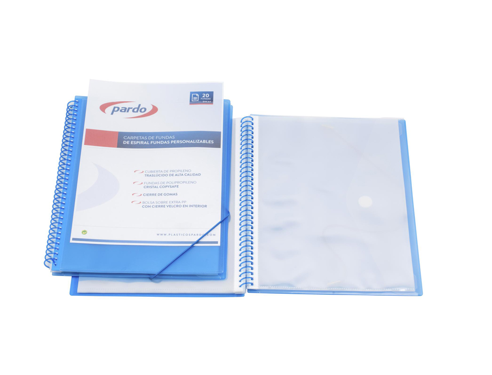 PARDO - CARPETA FUNDAS (TARIFARIO) STUDIO STYLE ESPIRAL PP Fº 20 F. AZUL (Ref.842003)