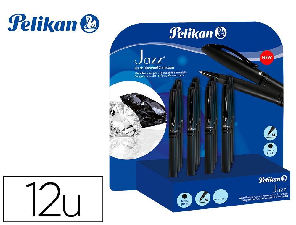 PELIKAN - BOLIGRAFO JAZZ BLACK DIAMOND EXPOSITOR DE 12 UNIDADES (Ref.24004763KIT)