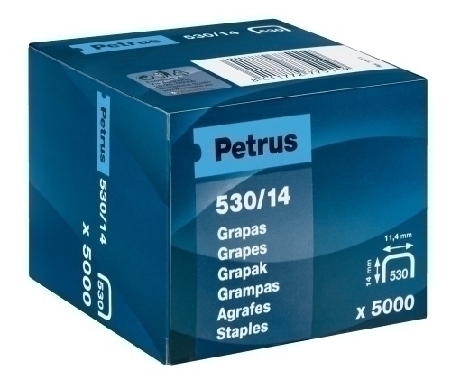 PETRUS - GRAPAS CLAVADORA 530/14 mm. COBREADAS caja de 5000 (Ref.77511)