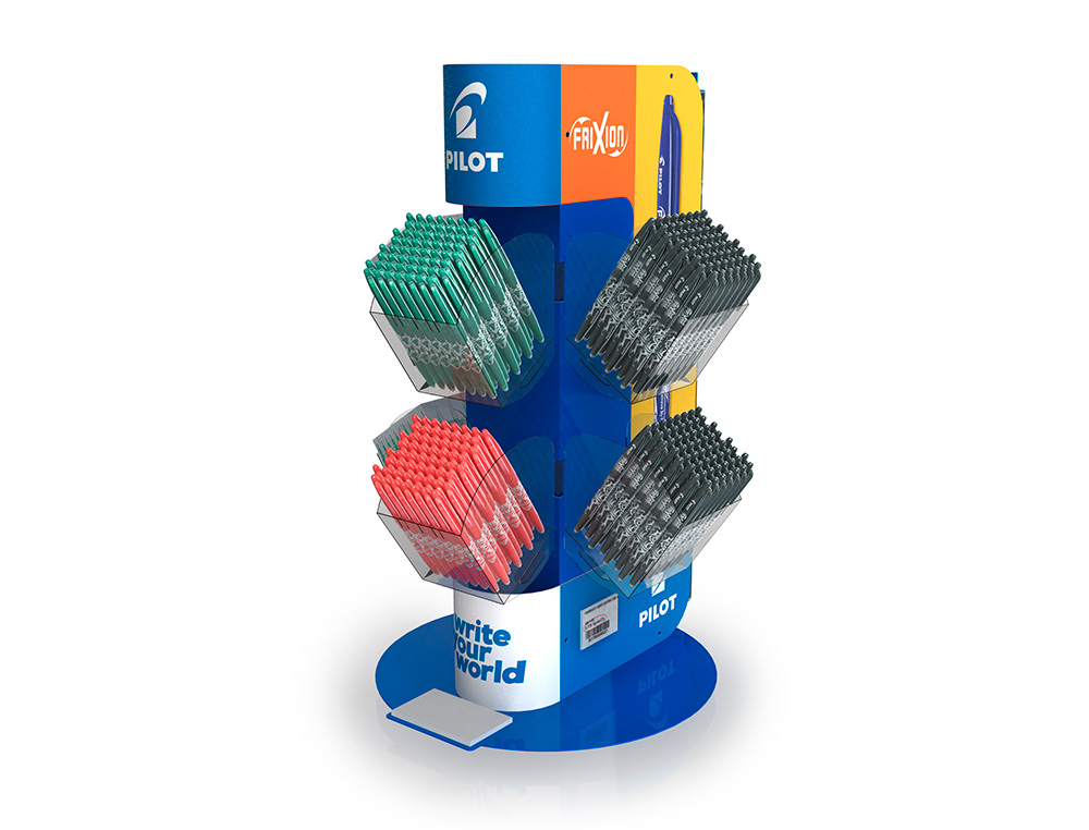 PILOT - EXPOSITOR GIRATORIO DE SOBREMESA 300X680 MM PARA 516 BOLÍGRAFOS SURTIDOS (Ref.NEG)