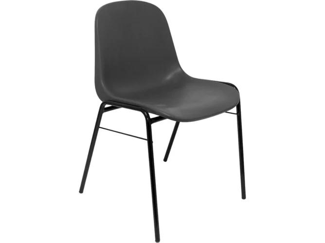 PIQUERAS Y CRESPO - SILLA FIJA APILABLE MOD. ALBOREA ASIENTO Y RESPALDO PVC GRIS PACK DE 4 (Ref.PACK423GR)