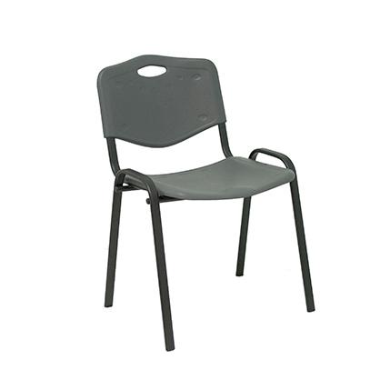 PIQUERAS Y CRESPO - SILLA FIJA APILABLE MOD. ROBLEDO ASIENTO Y RESPALDO PVC GRIS PACK DE 2 (Ref.PACK226PTNI600)
