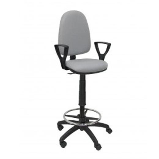 PIQUERAS Y CRESPO - TABURETE AYNA BRAZOS FIJOS ERGOMICO MECANISMO DE CONTACTO PERMANENTE REGULABLE EN ALTURA Y ARO REPOSAPIES ASIENTO Y RESPALDO TAPIZADOS BALI GRIS (Ref.T04CPBALI40BGOLF)